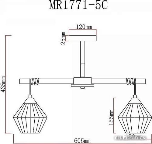Люстра средней высоты Myfar Bella MR1771-5C