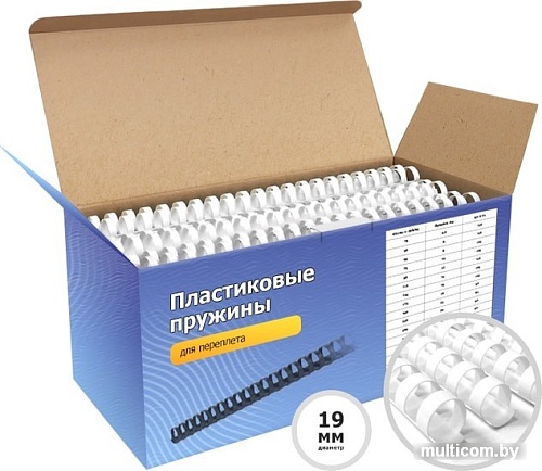 Пластиковая пружина для переплета Гелеос BCA4-19W 19 мм 100 шт (белый)