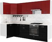 Готовая кухня S-Company Клео глосc 1.2x2.9 левая (черный глянец/бургундский глянец)