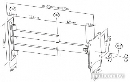 Кронштейн Brateck LCD-101G Black