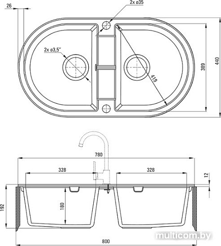 Кухонная мойка Deante Piva ZQI 720B (песочный)