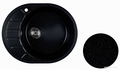 Кухонная мойка Marblan Ovata R (черный,с сифоном)