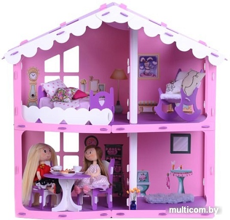 Krasatoys Загородный дом Анжелика с мебелью 000255 (розовый/сиреневый)