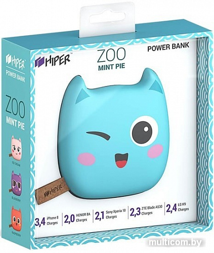 Портативное зарядное устройство Hiper Zoo 8000 Mint Pie (голубой)