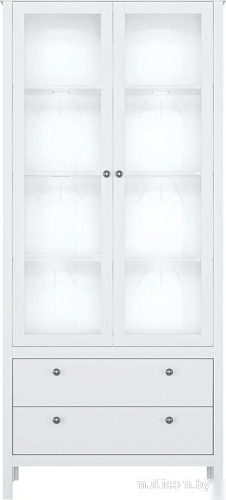 Шкаф-витрина Black Red White Ewa REG2W2S с подсветкой (белый)