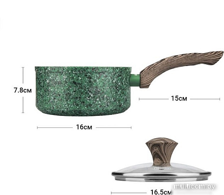 Кастрюля с длинной ручкой Fissman Malachite 4317