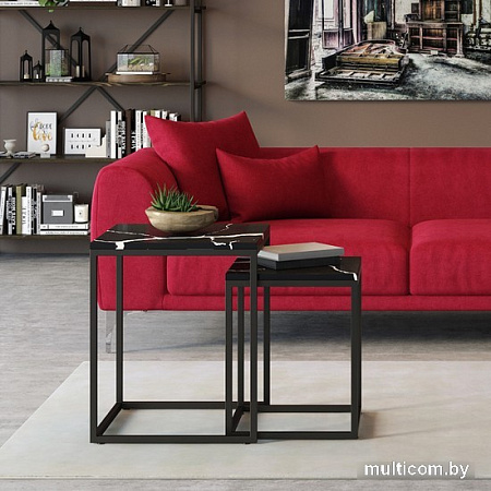 Журнальный столик LoftyHome Годмар 5 1627380 (мрамор блэк/черный)