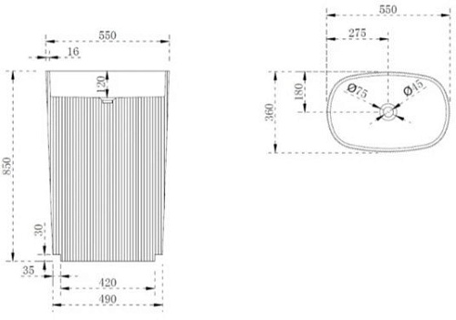 Умывальник Abber Stein AS2502Violett (фиолетовый)