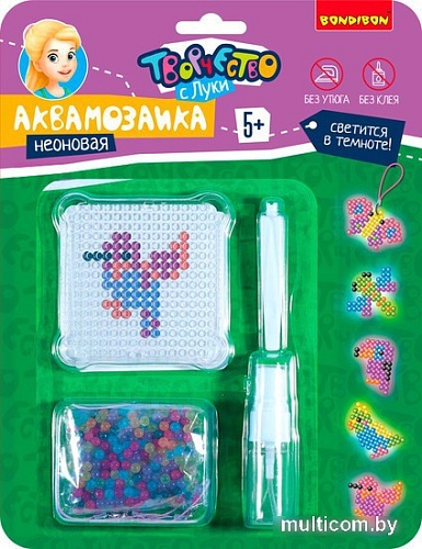 Аквамозаика Bondibon Аквамозаика неоновая.Светится в темноте Летающие животные ВВ5245