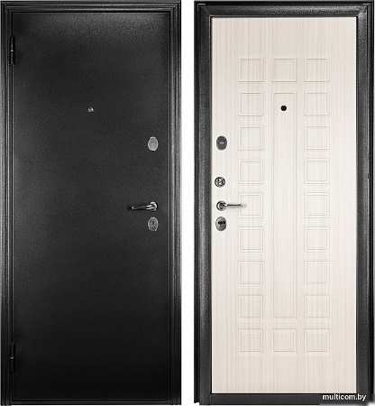 Металлическая дверь Guard MG60 МДФ 97х205 левая (черное серебро/белый ясень)