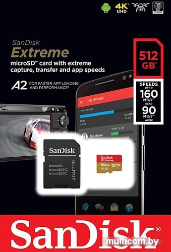 Карта памяти SanDisk Extreme SDSQXA1-512G-GN6MA 512GB (с адаптером)