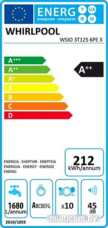 Посудомоечная машина Whirlpool WSIO 3T125 6PE X