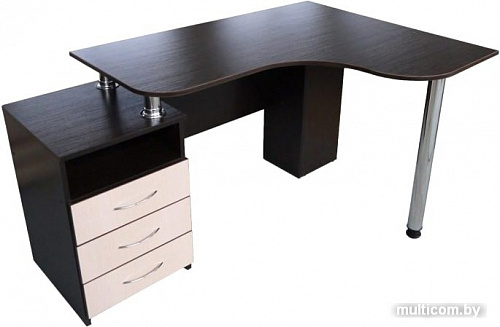 Компьютерный стол Компас мебель КС-003-24 (венге темный/дуб молочный)