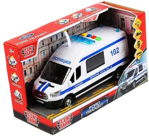 Игрушечный транспорт Технопарк Ford Transit Полиция TRANSITVAN-22PLPOL-WH