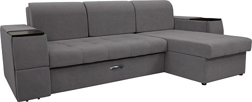 Диван Сириус Лидер-13 с оттоманкой НПБ 285x165 (Eva 07 велюр темно-серый)