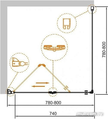 Душевой уголок Cezares ECO-O-AS-1-80-C-Cr