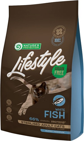 Сухой корм для кошек Nature's Protection Lifestyle Grain Free White Fish Sterilised Adult 1.5 кг