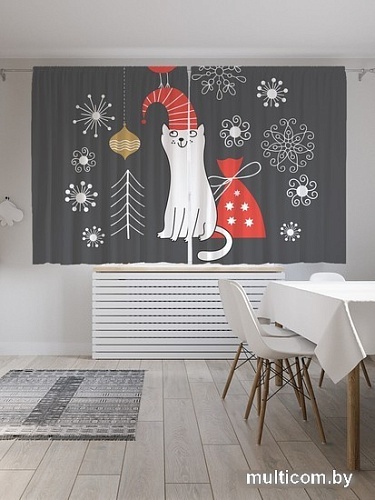 Комплект штор JoyArty Новогодний котик Oxford DeLux 1.45x1.8 м (2 шт)