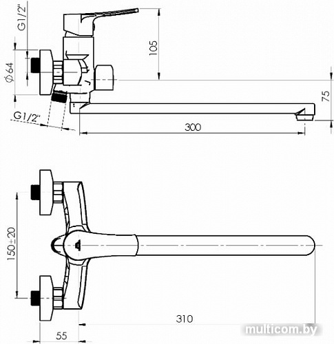 Смеситель Rubineta Nica-11/C