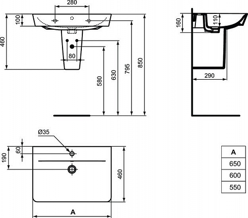 Умывальник Ideal Standard Connect Air Cube E074201