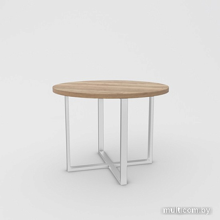 Кухонный стол Hype Mebel Раунд раздвижной 100x100 (белый/дуб галифакс натуральный)
