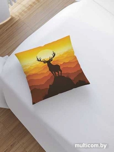 Чехол на подушку JoyArty Олень наблюдает за закатом sl_12791