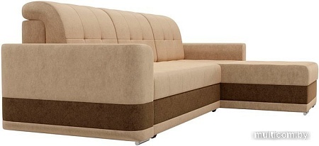 Угловой диван Mebelico Честер 61113 (правый, вельвет, бежевый/коричневый)
