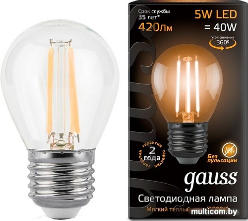 Светодиодная лампа Gauss E27 5Вт 2700К [105802105]