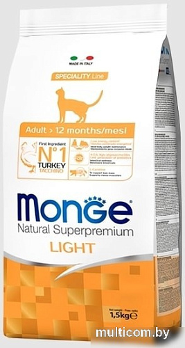 Сухой корм для кошек Monge Light Turkey 1.5 кг