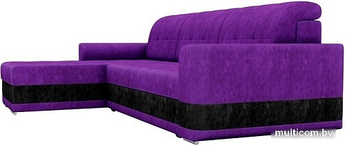 Угловой диван Mebelico Честер 61108 (левый, велюр, фиолетовый/черный)