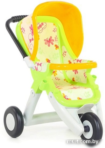 Коляска для кукол Полесье прогулочная 3-х колесная №2 48141 (белый/зеленый/оранжевый)