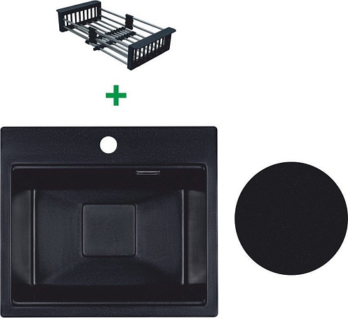 Кухонная мойка Marblan Comfort 48 (оникс, с сифоном и колландером)