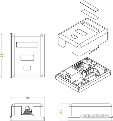 Розетка компьютерная Hyperline SB1-1-8P8C-C5E-SH-WH
