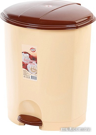 Мусорное ведро Эльфпласт EP031 с педалью (11 л, бежево-коричневый)