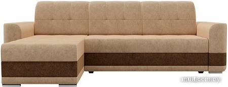 Угловой диван Mebelico Честер 61113 (левый, вельвет, бежевый/коричневый)