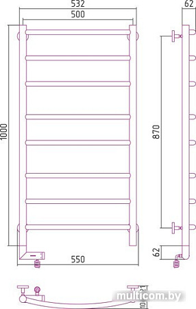 Полотенцесушитель Сунержа Галант 2.0 1000x500 00-5201-1050