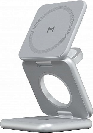 Беспроводное зарядное Magssory Fold Pro 3 в 1 WCH063 (серебристый)