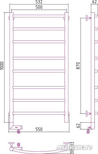 Полотенцесушитель Сунержа Галант 2.0 1000x500 00-5201-1050