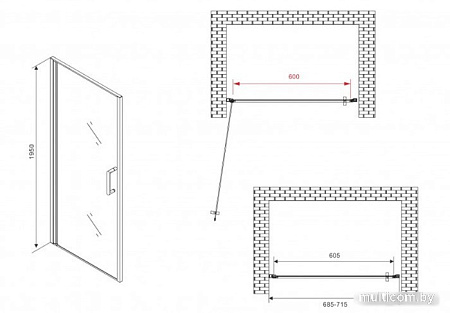 Душевая дверь Abber AG04070M