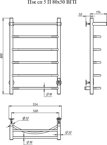 Полотенцесушитель Тругор Пэк СП 5 80x50 298707