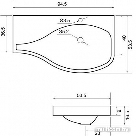 Умывальник Aquanet Сопрано 95 R 169396