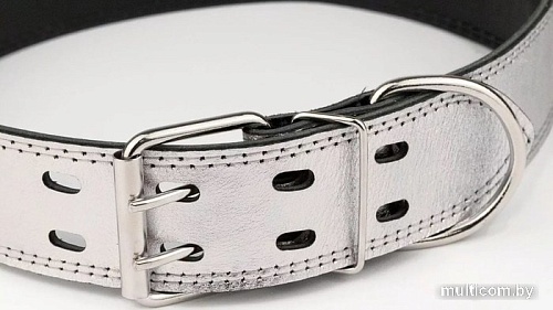 Ошейник Дарэленд простроченный 2х-слойный 45 мм 53-63 см (серебристый)