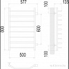 Полотенцесушитель TERMINUS Виктория П8 500x800 (боковое подключение 60, хром)