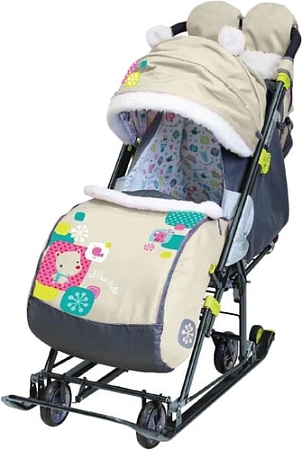 Санки-коляска Nika Ника детям 7-6 (медвежонок, бежевый)