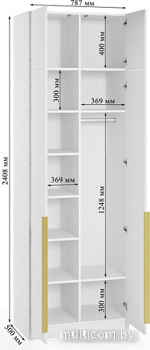 Шкаф распашной Soma Lord Gold 2-х створчатый 80x240 (белый)