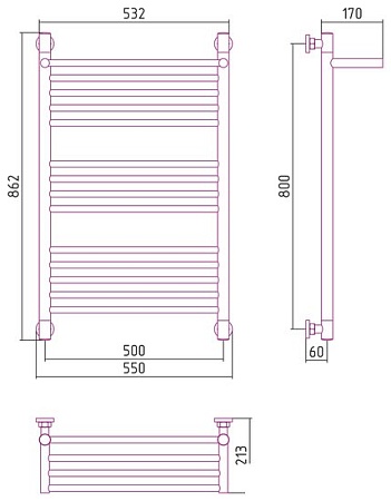 Полотенцесушитель Сунержа Богема с полкой+ 800х500 03-0223-8050