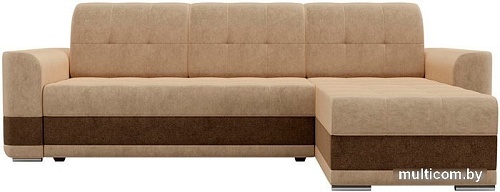 Угловой диван Mebelico Честер 61113 (правый, вельвет, бежевый/коричневый)