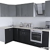 Угловая кухня Хоум Лайн Кристалл Люкс 1200х2700 угловой (черный глянец/серый пыльный)
