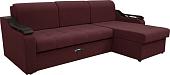 Диван Сириус Лидер-4 с оттоманкой ППУ 260x165 (Eva 15 велюр темно-бордовый)