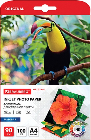 Самоклеящаяся бумага BRAUBERG А4 90 г/м2 100 л матовая 363979 (белый)